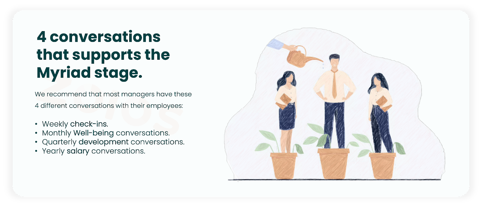 Four conversations that support the Myriad stage